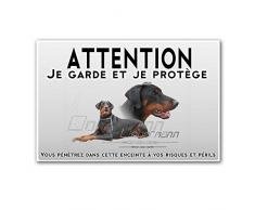 Pets-easy Plaque Attention au Chien Chien Doberman