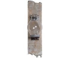 elbmöbel bougeoir Mural Porte-Bougie en Bois de Verre Porte-Bougie en Verre Coupe-Vent (43x10xT13)