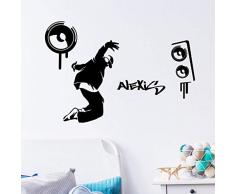 Stickers Prénom Personnalisé | Sticker Autocollant Nom Personnalisable - Décoration Murale Chambre Enfant | 2 Planches de 60 x 30 cm et 50 x 30 cm - Noir