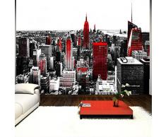 murando – Papier peint intissé – 400x280 cm – Trompe l oeil - Tableaux muraux – Déco – XXL New York rouge gris 10110904-61