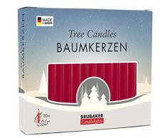 BRUBAKER - Bougies de Noël en Cire - Lot de 20 - Idéales pour Sapin & Pyramide de Noël - Ø 1,25 cm - Bordeaux/Rouge foncé