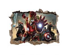 Kibi Stickers 3D Trompe LOeil Avengers Iron Man Stickers Muraux Iron Man Autocollant Personnage Marvel Iron Man