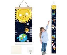 SEELOK Toise Murale Enfant, Tableau de Croissance Enfants Dessins de Interstellaires Terre Fusée Amovible Règle à Suspendre pour Hauteur de Mesure Fille Garçon Adult Décoration de Chambre Mur