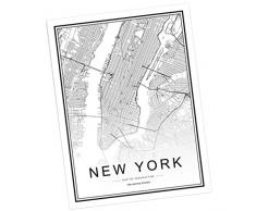 FLAMEER Nordic World City Map Londres New York Affiche Home Decor Art Toile Peinture - 6# 30x40cm