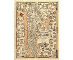 Chase 1939 Pictorial Map NY Manhattan Bronx Large Print Poster Wall Art Decor Picture Carte Affiche Mur Déco Image