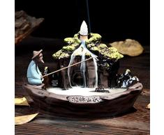 Guilin Brûleur dencens à reflux en forme de paysage - Magnifique scène faite main en céramique - Porte-encens à reflux avec 10 cônes dencens gratuits, décoration d’intérieur