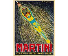 ABLERTRADE Abletrade - Plaque en métal - 20,3 x 30,5 cm - Martini & Rossi Torino - Italie - Vintage - Affiche publicitaire de Voyage - Affiche en métal - Décoration Murale