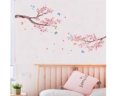 decalmile Stickers Muraux Fleurs de Cerisier Autocollant Mural Branche Arbre Décoration Murale Chambre Enfants Salon Bureau