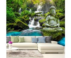 Papier peint intissé 250x175 cm - 3 couleurs au choix - Top vente - Papier peint - Tableaux muraux déco XXL Bouddha nature paysage chute d''eau c-C-0019-a-b '