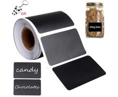 Gagawin Étiquettes Ardoise Autocollantes, 150 Pièces Stickers Cuisine Noir Étiquettes Imperméable Kitchen Label Amovible pour Pots et Bocaux des Epices Confiture
