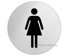 OFFORM Plaque de porte en acier inox brossé, pictogramme "WC Femmes", Ø 130 mm No.6959