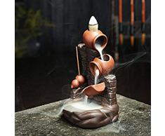 DUBU - Brûle-encens à refoulement - Bouddha lotus - En céramique, avec 10 cônes dencens C Gourd