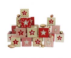 Set de boîtes Calendrier de lAvent DIY – 24 boîtes colorées à Poser et remplir – 24 boîtes - Rouge-Beige
