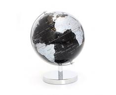 Lesser & Pavey Globe terrestre, Métal, Argenté/Noir, 19 cm