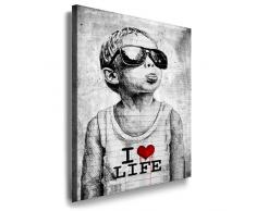 Banksy toile imprimée 100 x 70 cm (toile sur châssis motif bansky pop-art, peintures, art, posters, photos en décoration-deko. street art graffitis et art