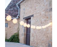 Lights4fun Guirlande Lumineuse LED 20 Lampions Chinois Blancs pour Intérieur/Extérieur