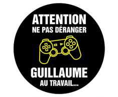 Sticker De Porte Personnalisable avec Le Prénom de Votre Enfant - Jeux Vidéo - Dimensions Diamètre 20 cm - Adhésif