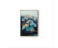 ERTY Abstraite Or Fleur Ginkgo Peinture Affiche Bleue Toile Salon Art 40X60Cm sans Cadre B