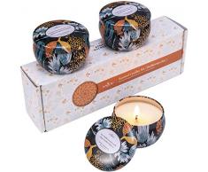 Anjou Bougies Parfumées Set 3 Pcs x 60 g (Fragrances Vanille Forte, Bois de Noël, Brise fraîche), Bougies Naturelles Fabriquées en Cire de Soja 100% pour Usage Aromathérapie, Bain, Yoga (Blanc)