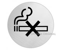 OFFORM Plaque de porte en acier inox brossé, pictogramme "Defense de fumer", Ø 75 mm No.8489