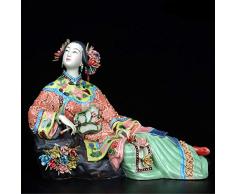 Sculpture Statuette Figurine Porcelaine Chinoise Antique Statue Décoration Classique En Céramique Peint Figure Mesdames Pour Les Décorations De Table De Salon Bar Bureau Cadeaux De Noël Ornements
