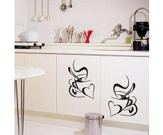 Ufengke® Créatif Coeur Café Stickers Muraux, Cuisine Salle À Manger Autocollants Amovibles