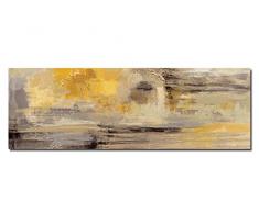 Fajerminart Tableau sur Toile - Jaune Gris Tableaux Abstraits Impression sur Toile, Tableau Moderne Tableau Toile, Convient pour Decoration Murale Salon, Tableaux Déco Muraux 60x180cm (sans Cadre)