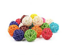 Zhi Jin Lot de 20 boules rotin Osier Naturel Desk fête de mariage à suspendre Bird jouet Boule de Noël décoratifs 5 cm