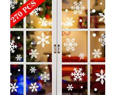 Tuopuda Noël Fenetre Stickers 270 Pièces Flocons de Neige Noël Autocollants Fenetre Décoration Stickers Muraux pour Fenêtres Home Decor