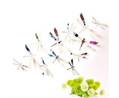 Ufengke® 12 Pièces 3D Libellules Stickers Muraux Design De Mode Bricolage Papillon Coloré Art Autocollants Artisanat Décoration De La Maison, Miroir