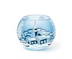 Aroma Home Stredio Art PAINTING Photophore en verre de Noël Motif hiver, H-8-8,5 cm, diamètre 10 cm