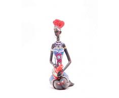 GEMME Statuette Femme Africaine Assis- Hauteur 21cm