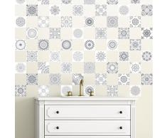 60 Stickers adhésifs carrelages | Sticker Autocollant Carrelage - Mosaïque carrelage mural salle de bain et cuisine | Carrelage adhésif - nuance de gris - 10 x 10 cm - 60 pièces