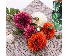 Fleurs Artificielles(70Cm),Fausse Fleur,ChrysanthèMe Artificielles En Cuir Et Soie - Avec Feuilles - Sensation De Toucher RéAliste - Faux Plante Artificielle Decoration Pour Maison Mariage FêTe