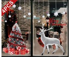 heekpek Autocollant de Noël Statique DIY Decoration de Noël Stickers Vitres Fenetres Wapiti Sapin de Noël Calcomanie