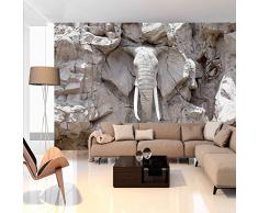 murando – Papier peint intissé 350x256 cm – Trompe l oeil – Tableaux muraux déco XXL – éléphant pierre g-B-0007-a-d
