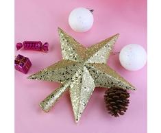 nicexmas Arbre de Noël étoile - étoile de Noël Cimier étoile Pointe coton coton Bijoux Sapin de Noël Rouge (23 cm) Gold (11.5cm)