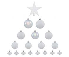 Kit 18 décorations de sapin - Boule de noël et cimier - Blanc
