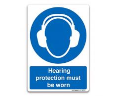 Protection auditive doit être porté Stickers muraux en vinyle de sécurité obligatoire Signs, Vinyle autoadhésif, A5 148 x 210mm