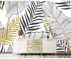 Papier Peint 3D Le Mur Du Fond (Noir Et Blanc À Feuilles De Bananier Et Cocotiers Moderne Papier Peint Intissé Décoration Murale