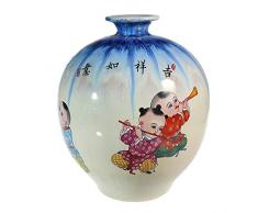 lachineuse Vase Traditionnel Chinois - Les Enfants du Bonheur - H. 24 cm