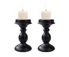 Bougeoirs Pilier en Métal Noir Candlestick, 2 Pièces Chandelier Rétro Ornement de Table Mariage, Centres Dîner Table de Décoration pour Fêtes, Noël, Saint-Valentin,Halloween
