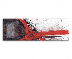 Panorama 150 x 50 cm Image Abstraite Impression sur Toile dart décoration Murale Rouge Peint Noir Gris Blanc