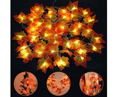 Vegena 4M 40 LED Feuilles dautomne Artificiel Érable Chaîne Fil Lumières Automne Guirlande Décoration à Piles pour Noël Halloween Thanksgiving Fête de Mariage Vacances Maison Jardin Chambre