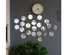 12 Pcs Miroir Acrylique Stickers Muraux Miroirs Amovible Sticker Géométriques Hexagone Décalque Autocollant Mural pour Maison Chambre Salon Décor