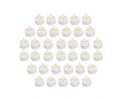 Lot de 36 bougies à LED réalistes imitation chauffe-plat, sans flamme, à piles (incluses) - Jaune - 3,5 x 4,2 cm