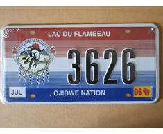 Plaque immatriculation américaine nouvelle 31 x 16 cm reproduction Ojibwe National lac du flambeau