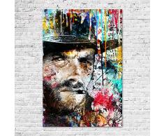 Zabarella Tableau Clint Eastwood Vintage Toile imprimée sur châssis Pop Art Décoration Murale Salon Chambre (60cm x 90cm) (23inch x 35inch)