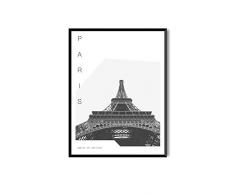 MILUKA Affiches pour encadrer pour Tableau au Style Photographique | Poster de Villes et Voyages Coordinates | París | Blanc et Noir (50 x 70 cm)