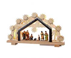 WeRChristmas Décoration de Noël en Bois Décoration de crèche de Noël illuminé avec 8 LED Blanc Chaud